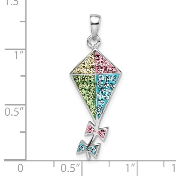 Sterling Silver Rhodium-plated Preciosa Crystal Kite Pendant
