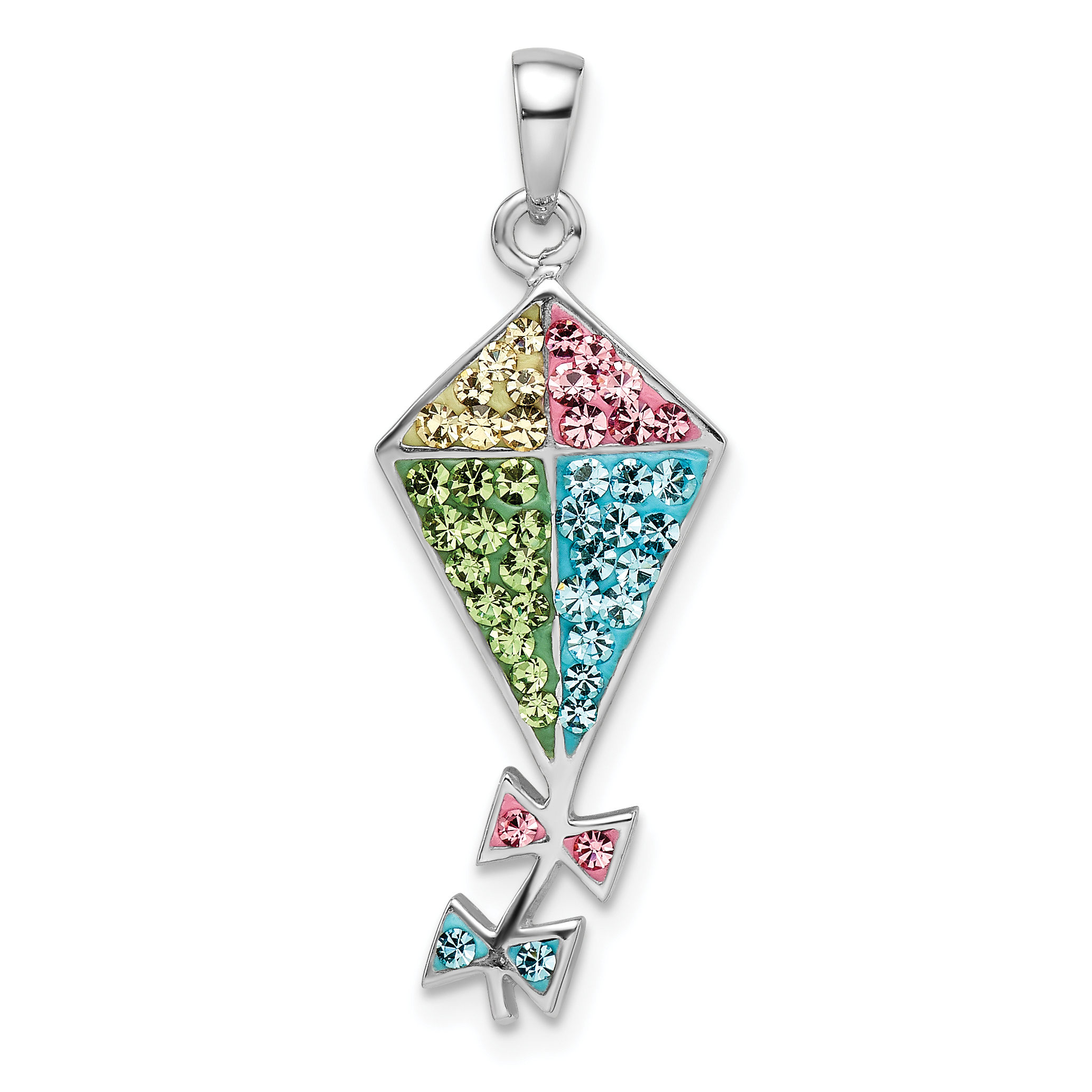 Sterling Silver Rhodium-plated Preciosa Crystal Kite Pendant (QC11070)