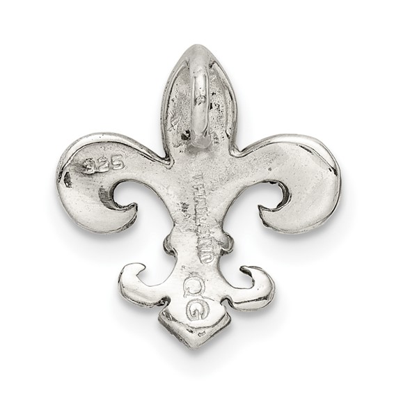 Sterling Silver Antiqued Marcasite Fleur de Lis Chain Slide