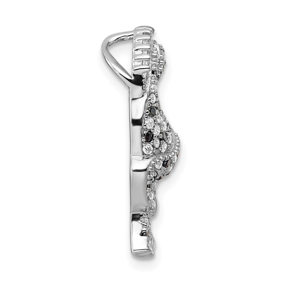 Sterling Silver Rhodium-plated Polished CZ Zebra Chain Slide