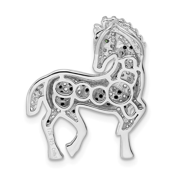 Sterling Silver Rhodium-plated Polished CZ Zebra Chain Slide