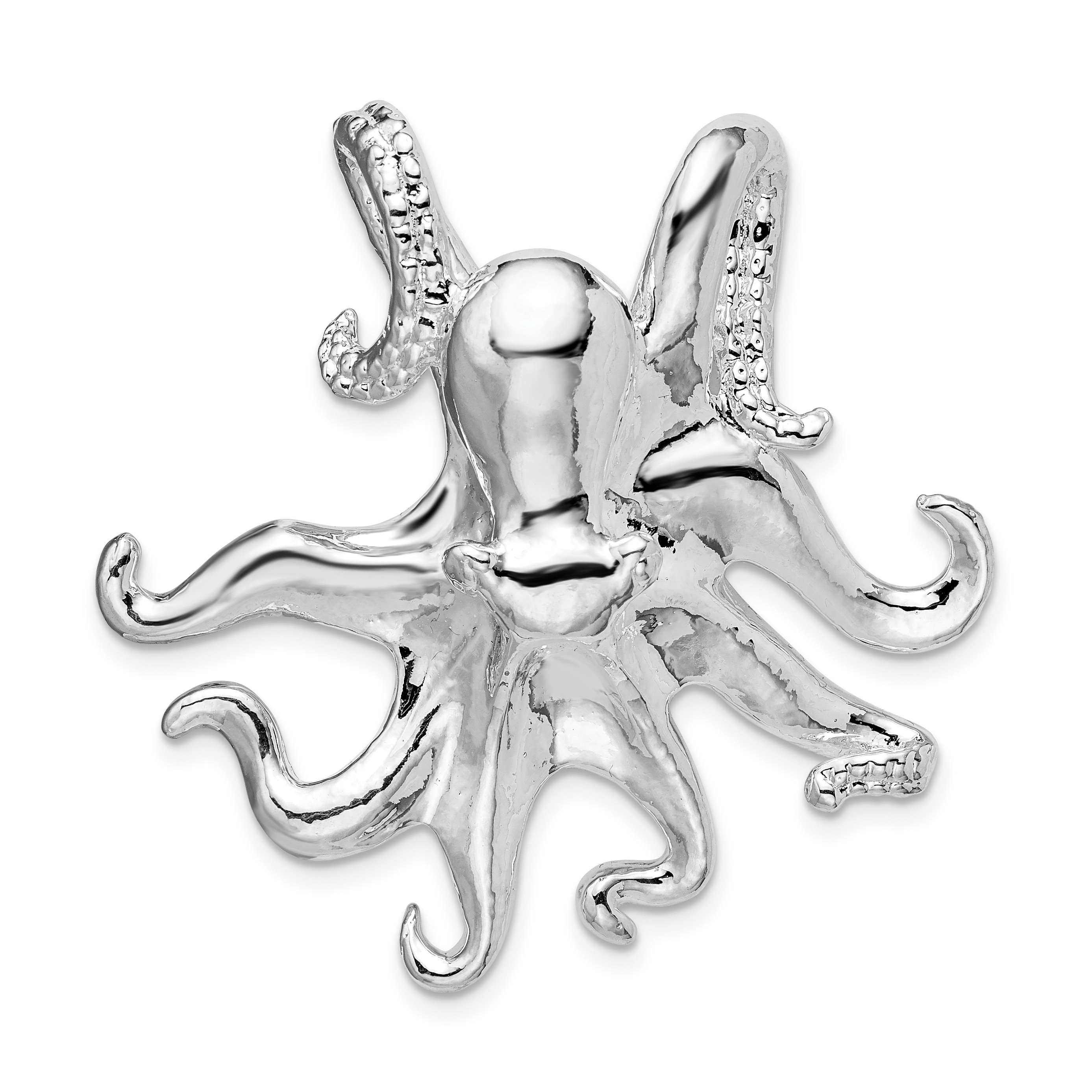 De-Ani Sterling Silver Rhodium-Plated Polished Octopus Slide (QC11089)