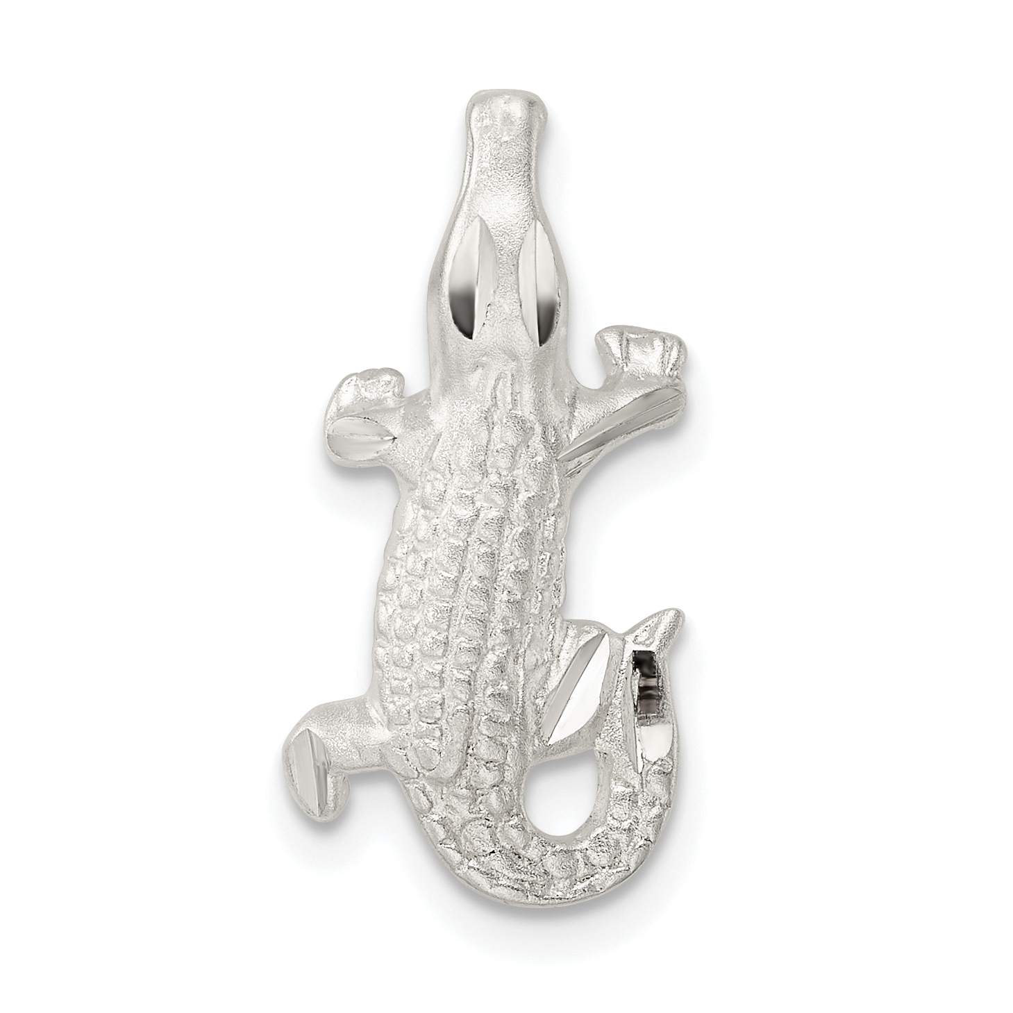 Sterling Silver Satin & Polished D/C Alligator Chain Slide (QC11093)