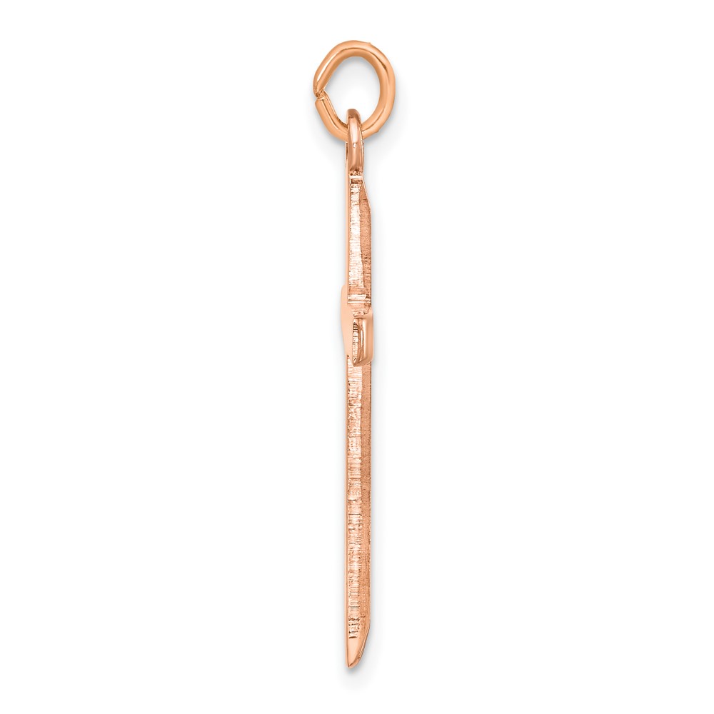 Sterling Silver Rose Gold-plated Polished and Brushed Tapered Cross Pendant (QC11106)