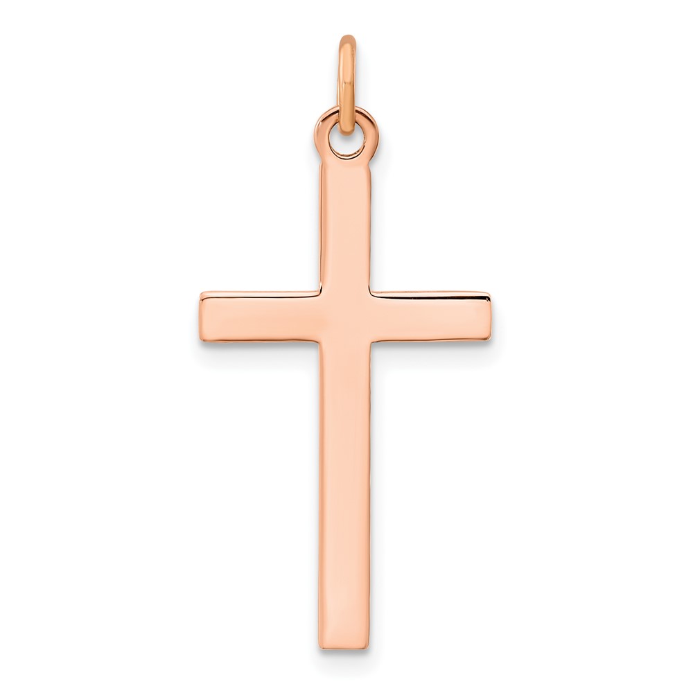 Sterling Silver Rose Gold-plated Polished and Brushed Tapered Cross Pendant (QC11106)
