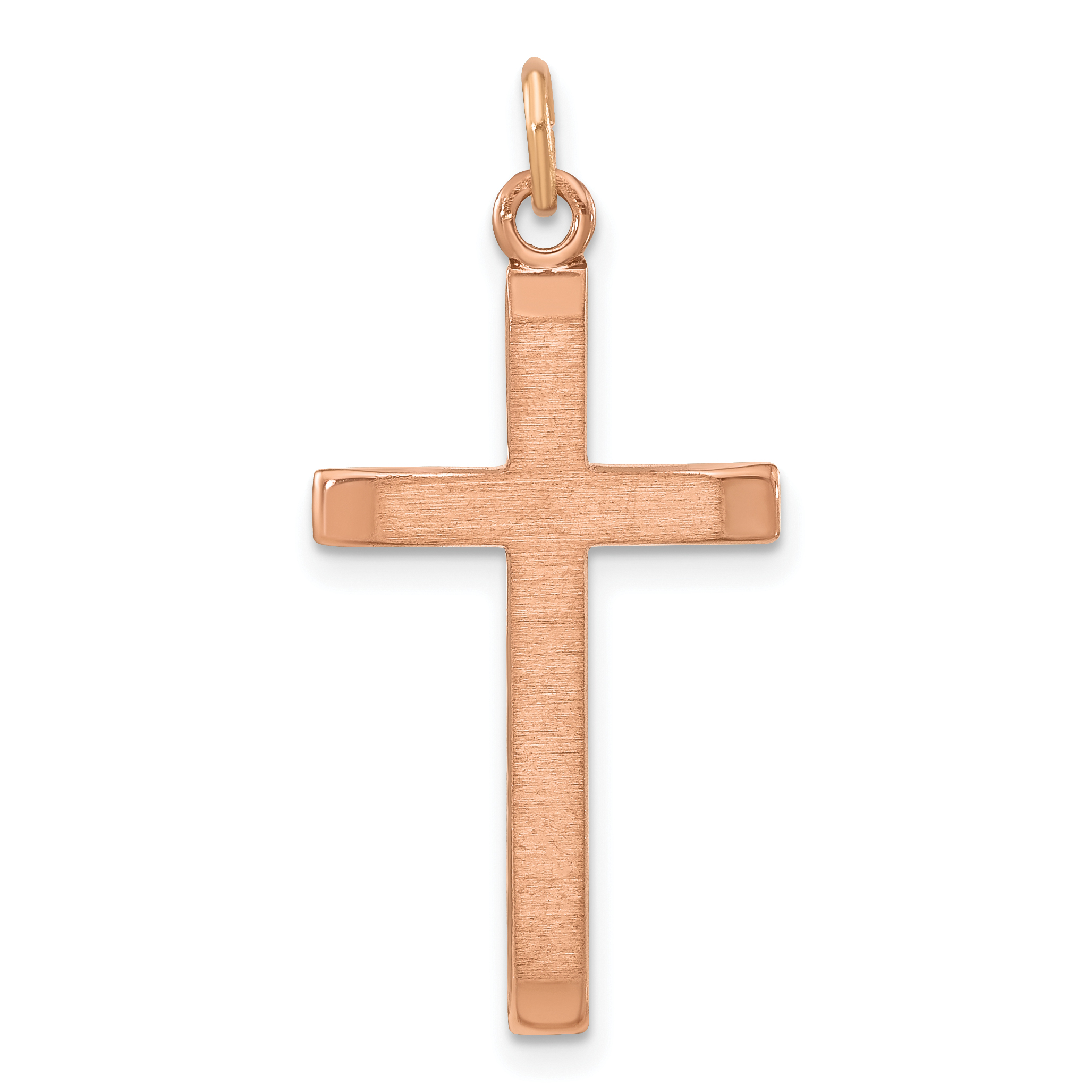 Sterling Silver Rose Gold-plated Polished and Brushed Tapered Cross Pendant (QC11106)