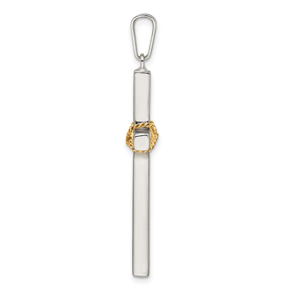 Sterling Silver w/Gold-tone X Center Hollow Cross Pendant (QC11122)
