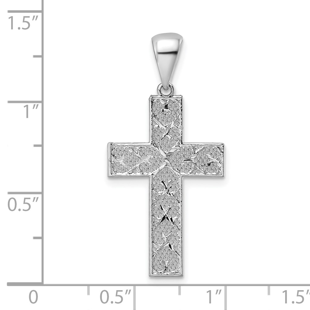 Sterling Silver Rhodium-plated Polished & D/C Cross Pendant (QC11139)