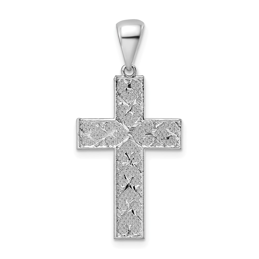 Sterling Silver Rhodium-plated Polished & D/C Cross Pendant (QC11139)