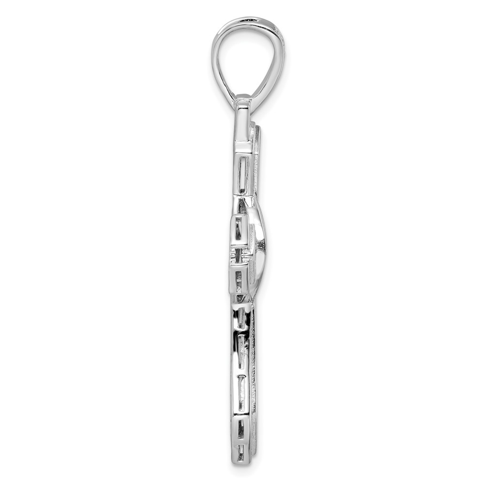 Sterling Silver Rhodium-plated Polished CZ Cross Pendant (QC11166)
