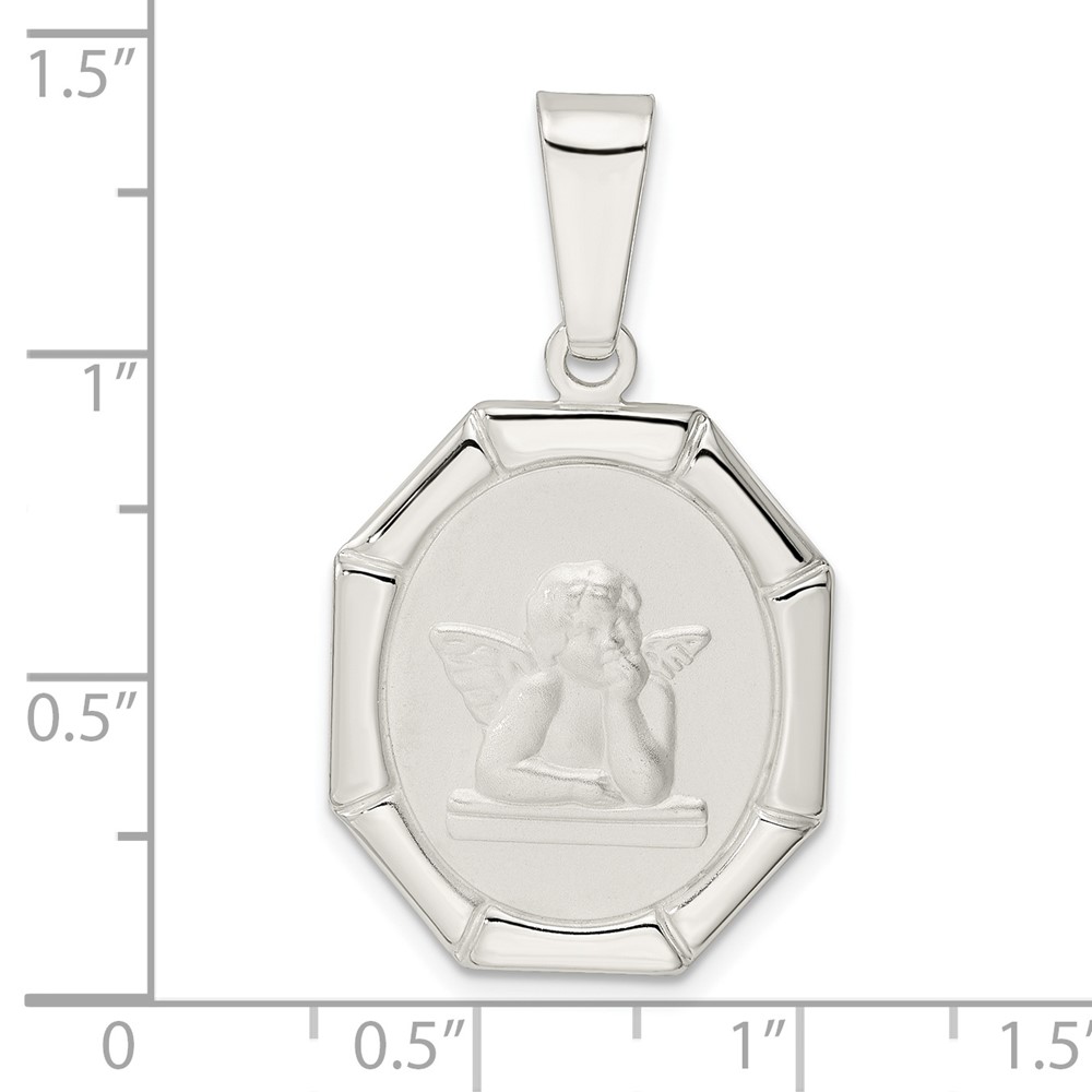 Sterling Silver Rhodium-plated Satin Raphael Angel Pendant (QC11212)