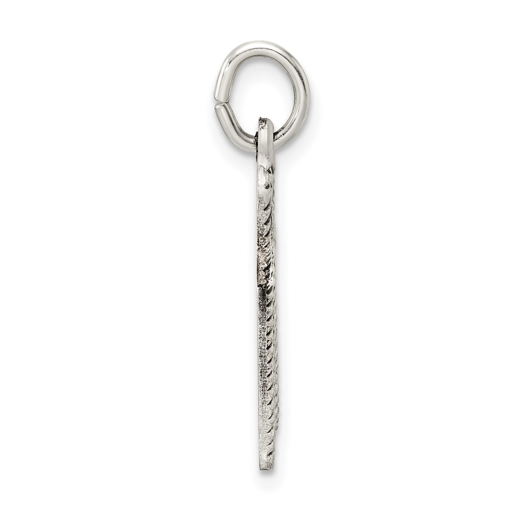 Sterling Silver Solid Antiqued and Textured Chai Symbol Pendant (QC11236)