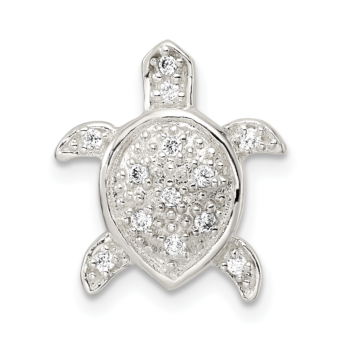 Sterling Silver Polished CZ Turtle Chain Slide (QC11242)