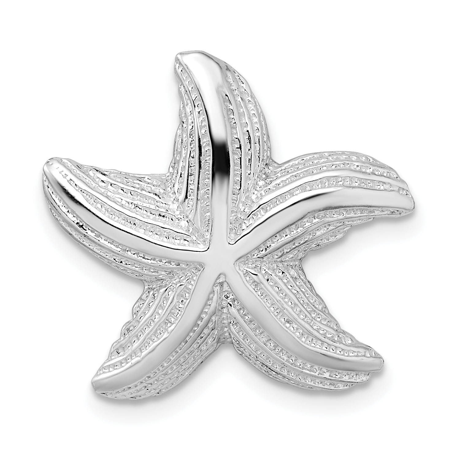 De-Ani Sterling Silver Rhodium-Plated Polished and Textured Starfish Slide (QC11247)