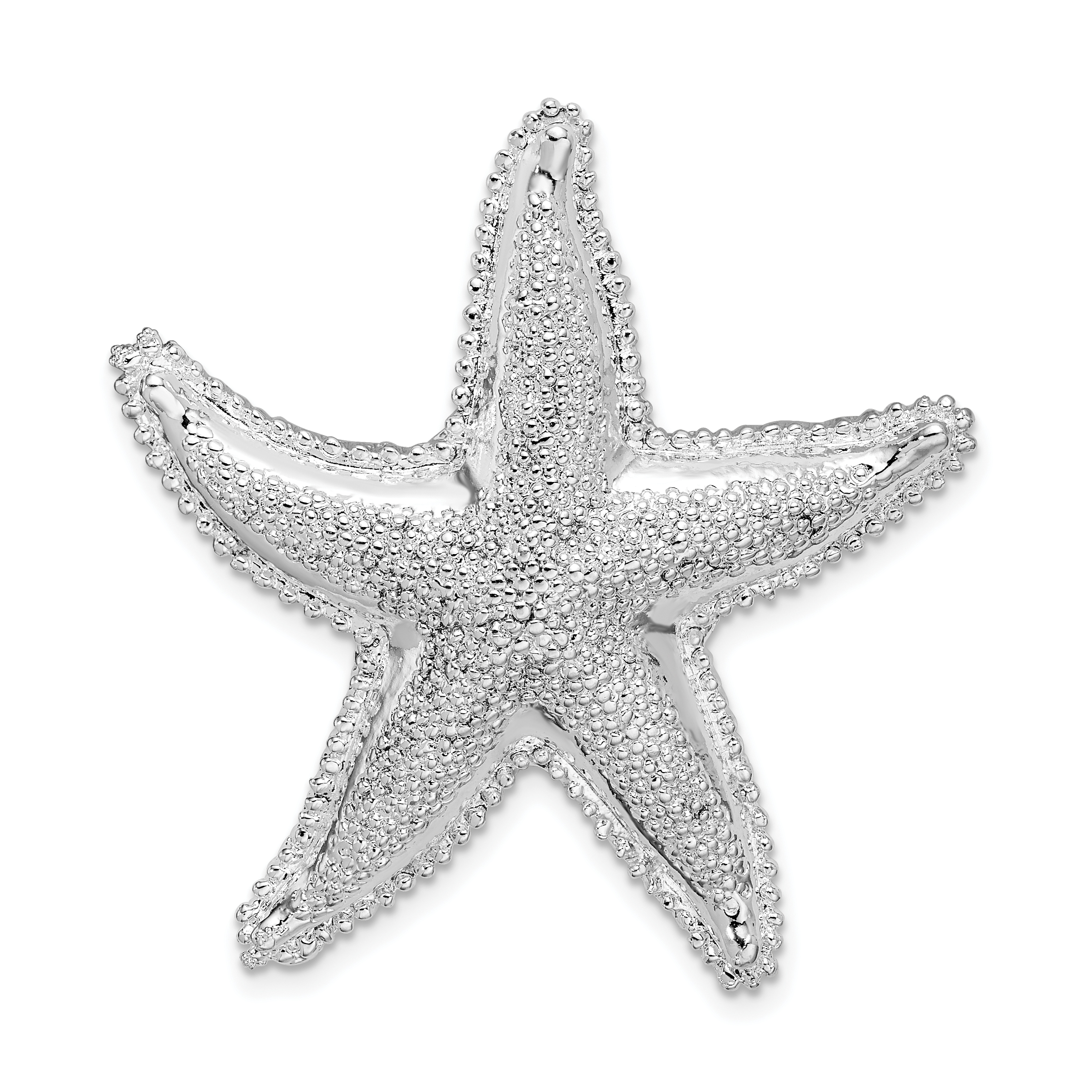 De-Ani Sterling Silver Rhodium-Plated Polished and Textured Starfish Slide (QC11248)