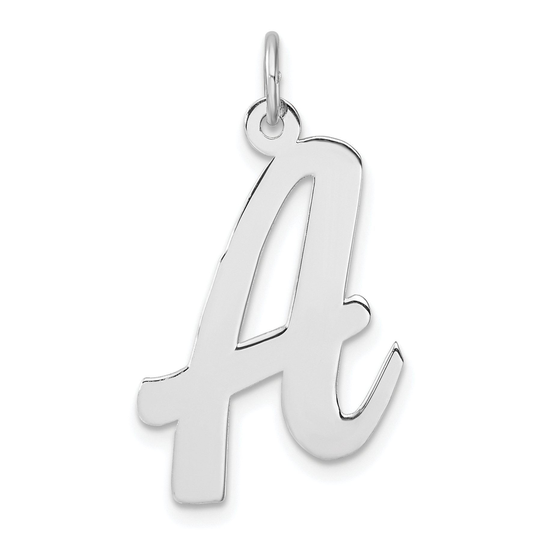 Large Sterling Silver Rhodium-plated Script Letter A Initial Charm (QC11253A)