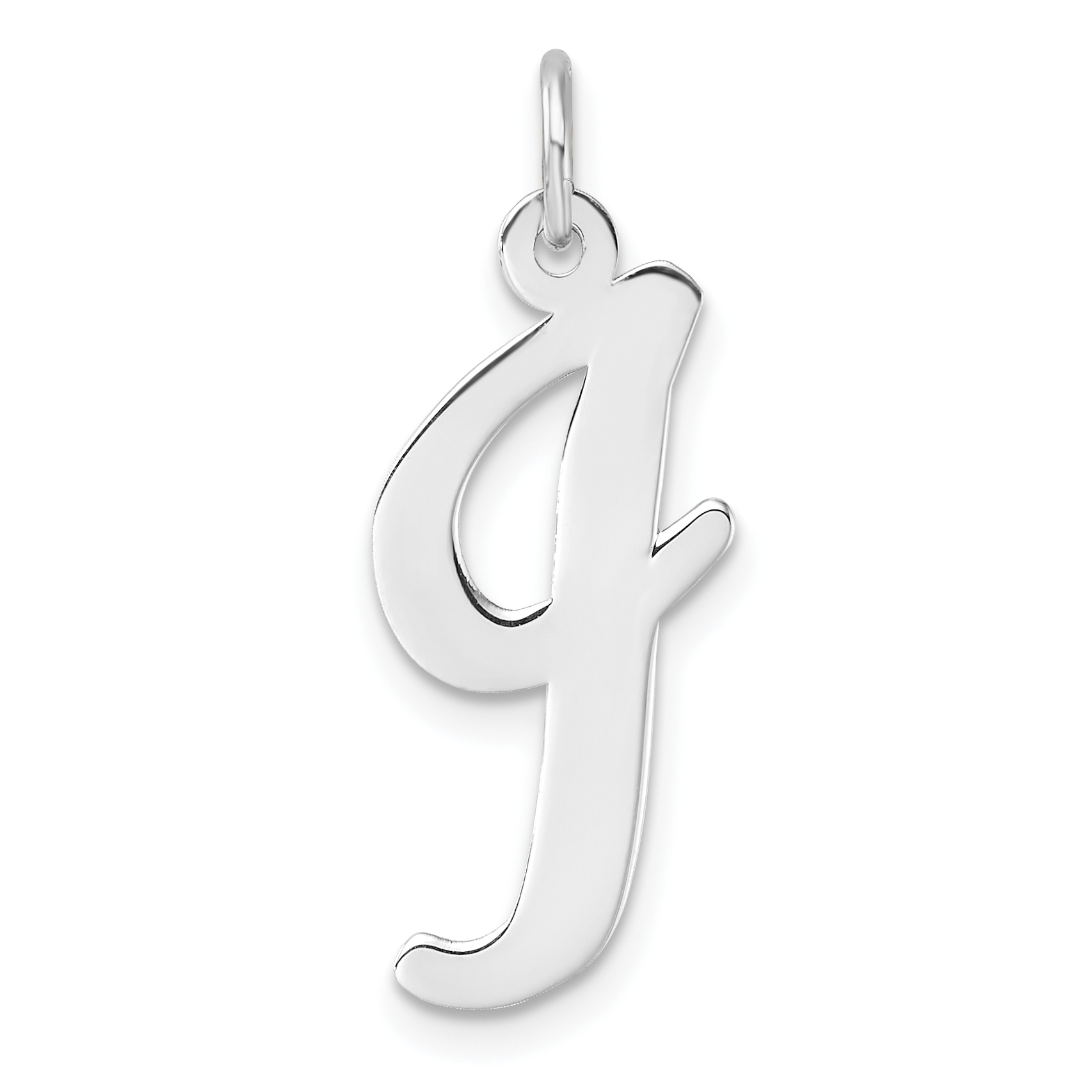 Large Sterling Silver Rhodium-plated Script Letter I Initial Charm (QC11253I)