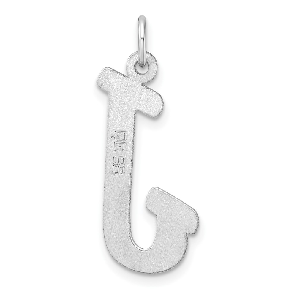 Large Sterling Silver Rhodium-plated Script Letter J Initial Charm (QC11253J)