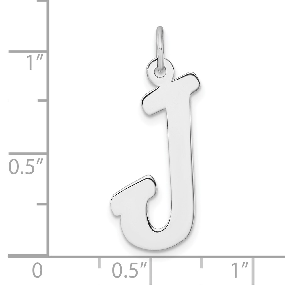 Large Sterling Silver Rhodium-plated Script Letter J Initial Charm (QC11253J)