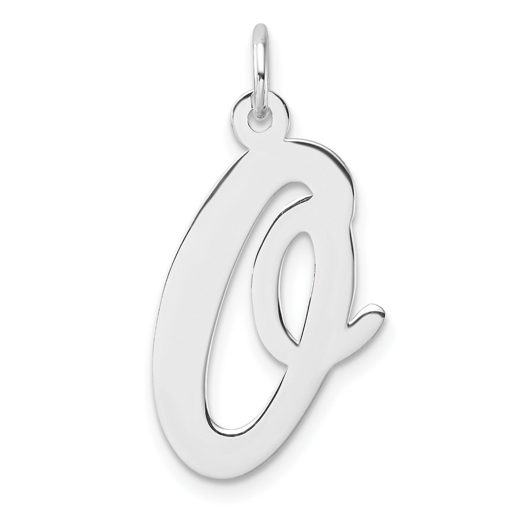 Large Sterling Silver Rhodium-plated Script Letter O Initial Charm (QC11253O)