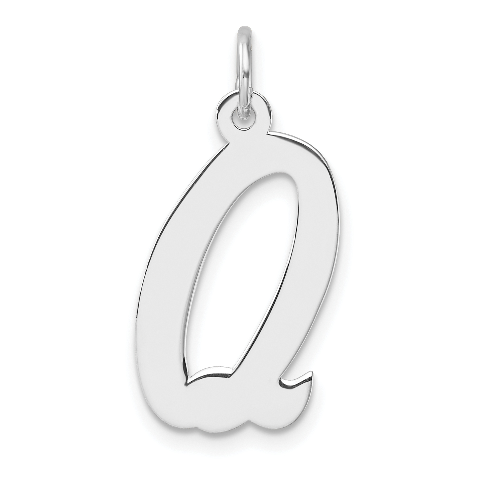Large Sterling Silver Rhodium-plated Script Letter Q Initial Charm (QC11253Q)