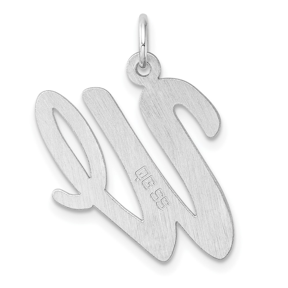 Large Sterling Silver Rhodium-plated Script Letter W Initial Charm (QC11253W)