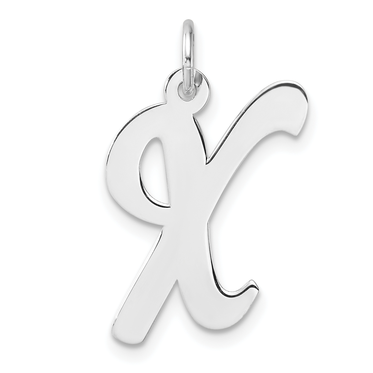 Large Sterling Silver Rhodium-plated Script Letter X Initial Charm (QC11253X)