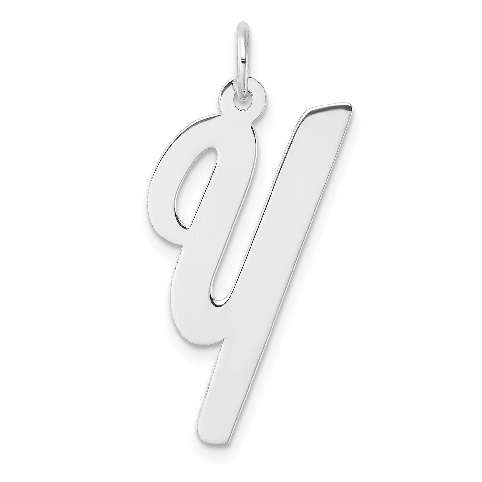 Large Sterling Silver Rhodium-plated Script Letter Y Initial Charm (QC11253Y)