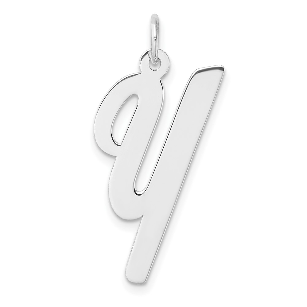 Large Sterling Silver Rhodium-plated Script Letter Y Initial Charm (QC11253Y)