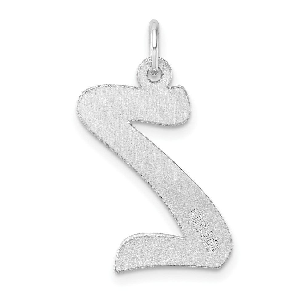 Large Sterling Silver Rhodium-plated Script Letter Z Initial Charm (QC11253Z)