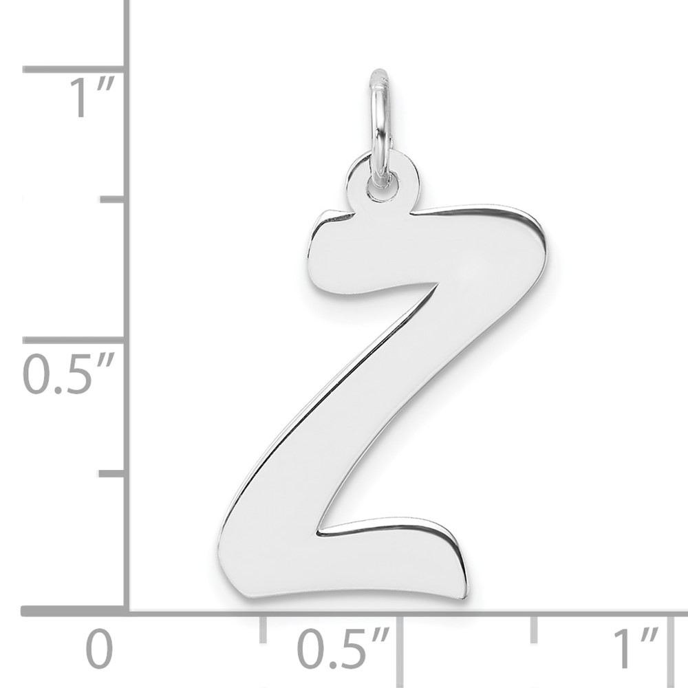 Large Sterling Silver Rhodium-plated Script Letter Z Initial Charm (QC11253Z)