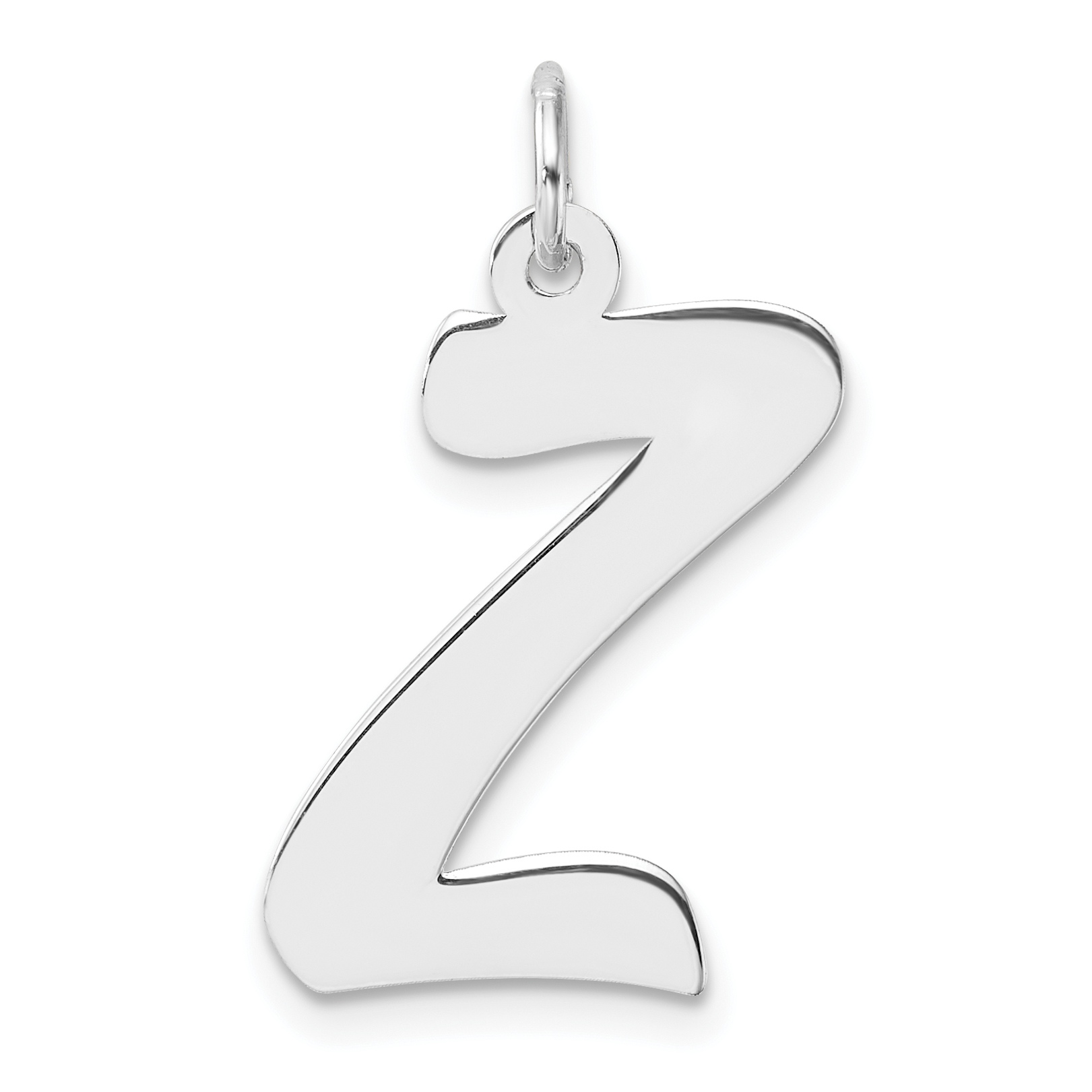 Large Sterling Silver Rhodium-plated Script Letter Z Initial Charm (QC11253Z)