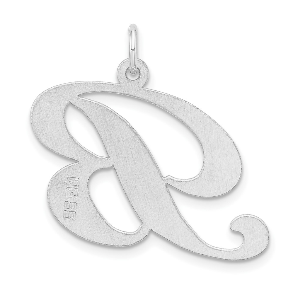 Large Sterling Silver Rhodium-plated Fancy Script Letter B Initial Charm (QC11254B)
