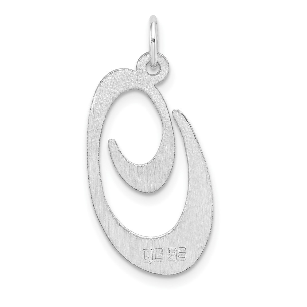 Large Sterling Silver Rhodium-plated Fancy Script Letter O Initial Charm (QC11254O)