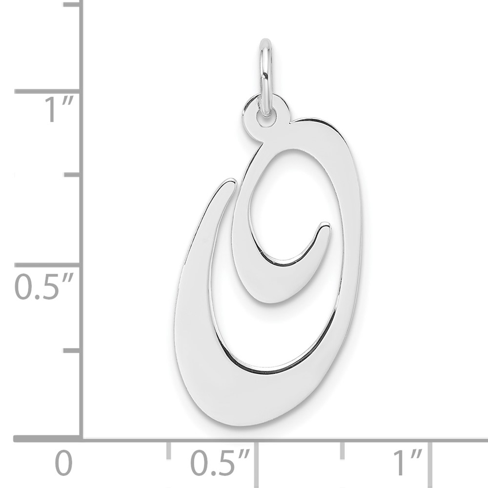 Large Sterling Silver Rhodium-plated Fancy Script Letter O Initial Charm (QC11254O)