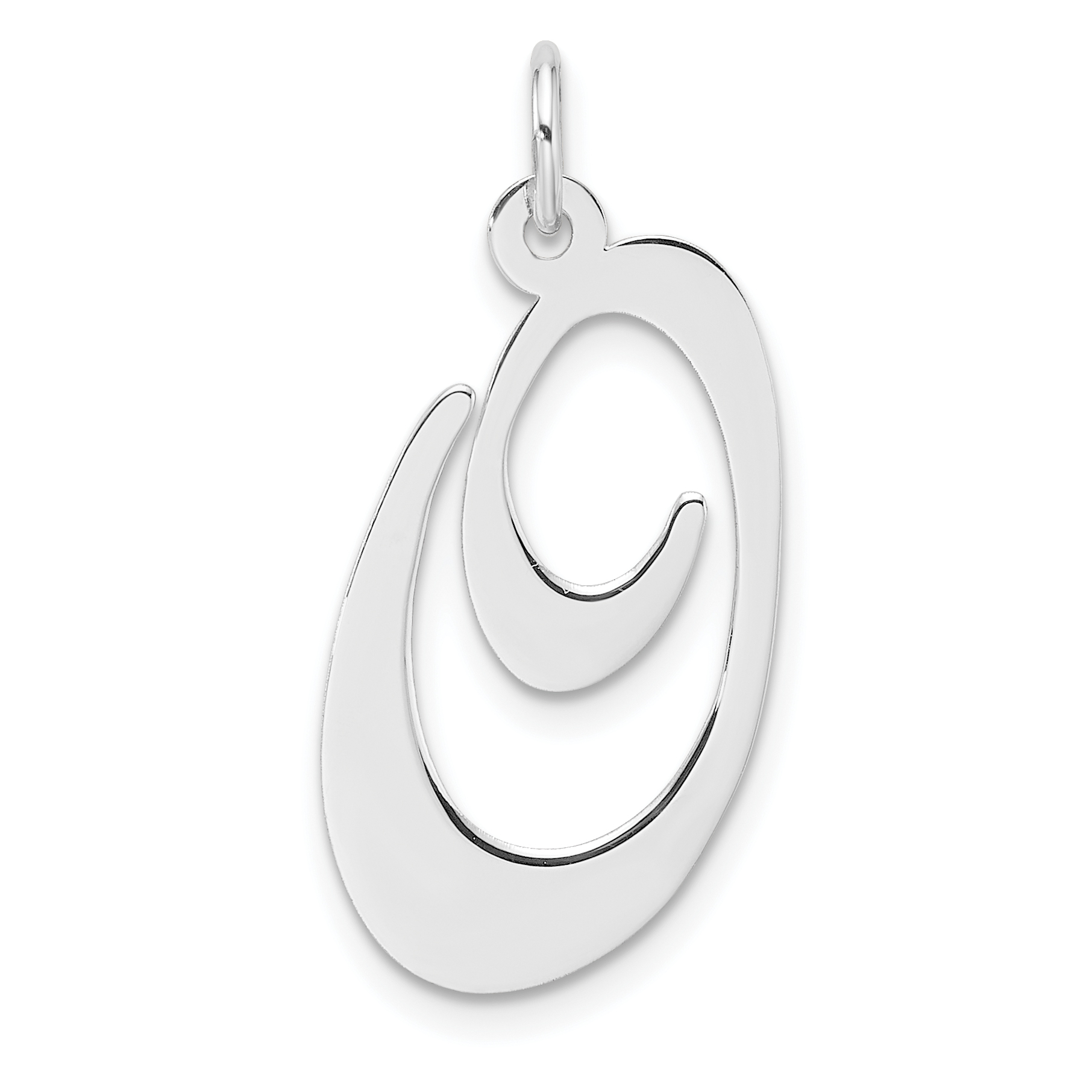 Large Sterling Silver Rhodium-plated Fancy Script Letter O Initial Charm (QC11254O)