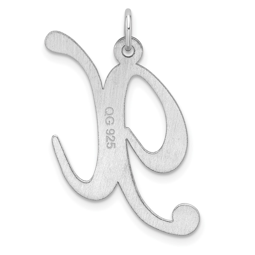 Large Sterling Silver Rhodium-plated Fancy Script Letter X Initial Charm (QC11254X)