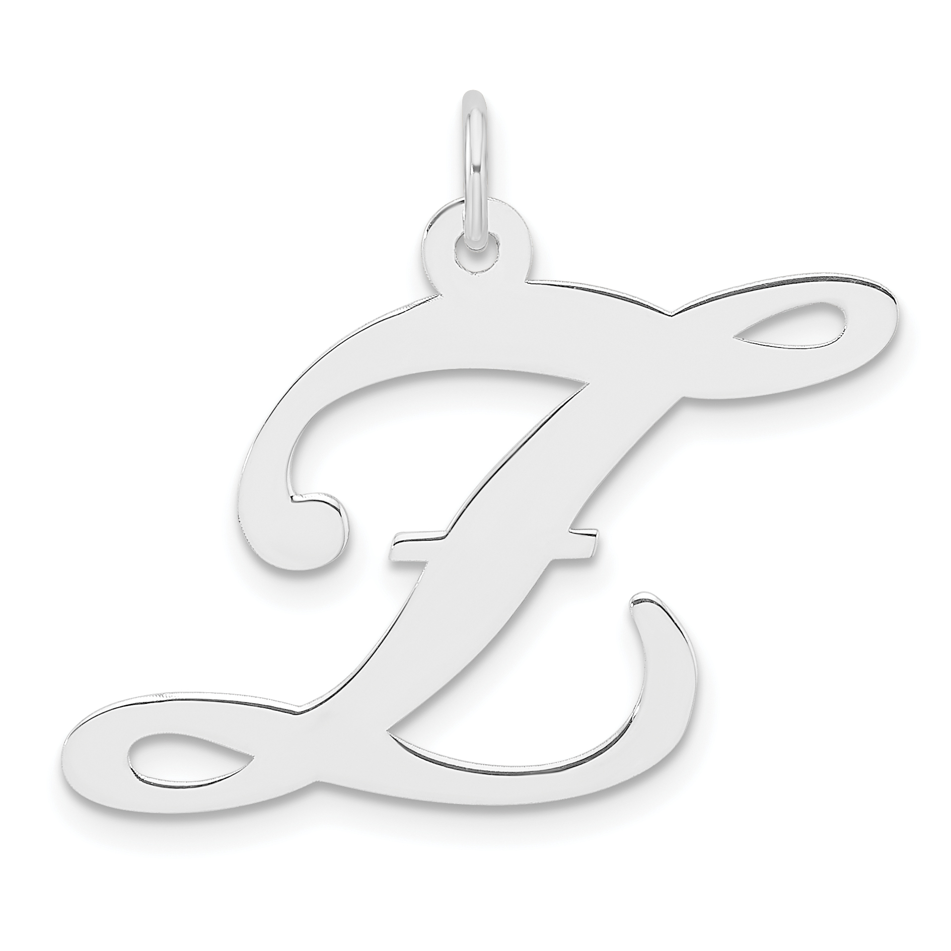 Large Sterling Silver Rhodium-plated Fancy Script Letter Z Initial Charm (QC11254Z)
