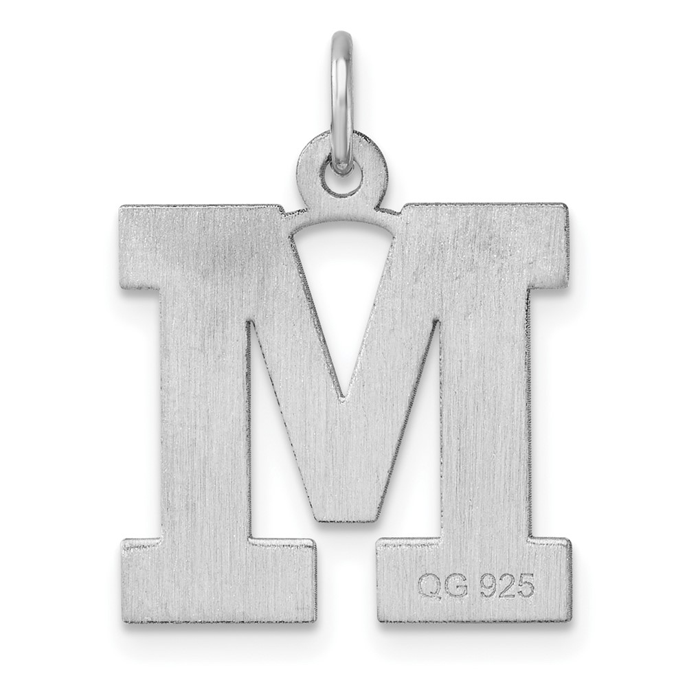 Large Sterling Silver Rhodium-plated Block Letter M Initial Charm (QC11255M)