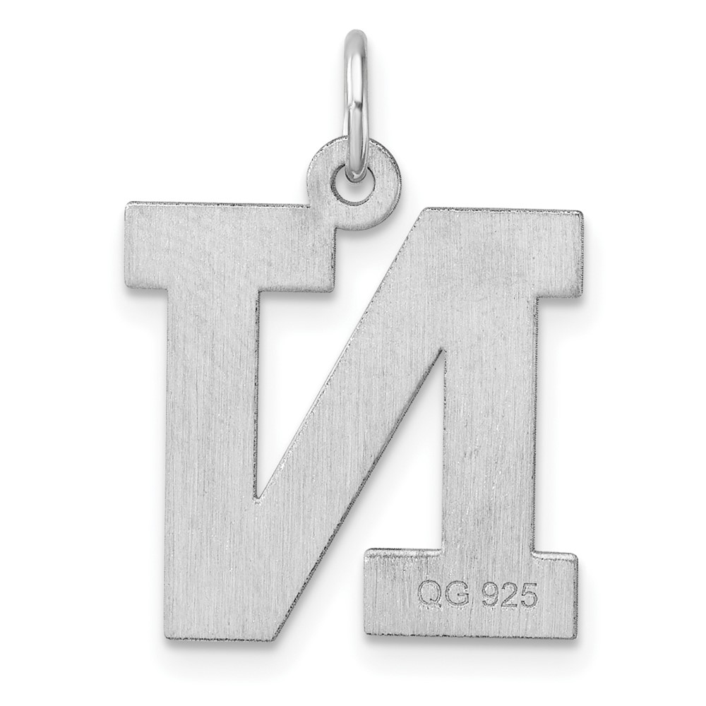 Large Sterling Silver Rhodium-plated Block Letter N Initial Charm (QC11255N)