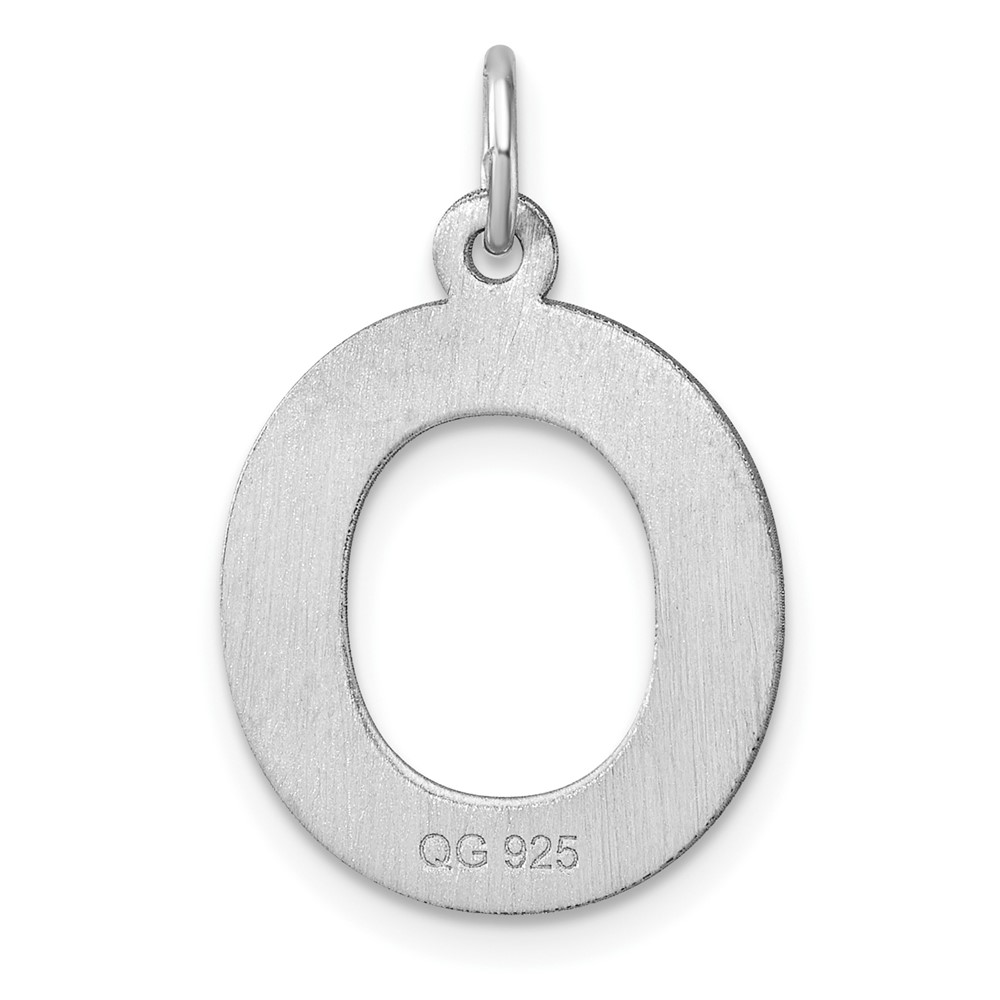 Large Sterling Silver Rhodium-plated Block Letter O Initial Charm (QC11255O)