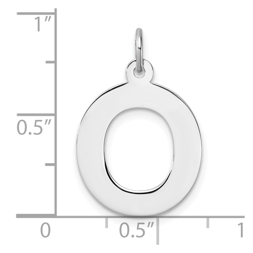 Large Sterling Silver Rhodium-plated Block Letter O Initial Charm (QC11255O)