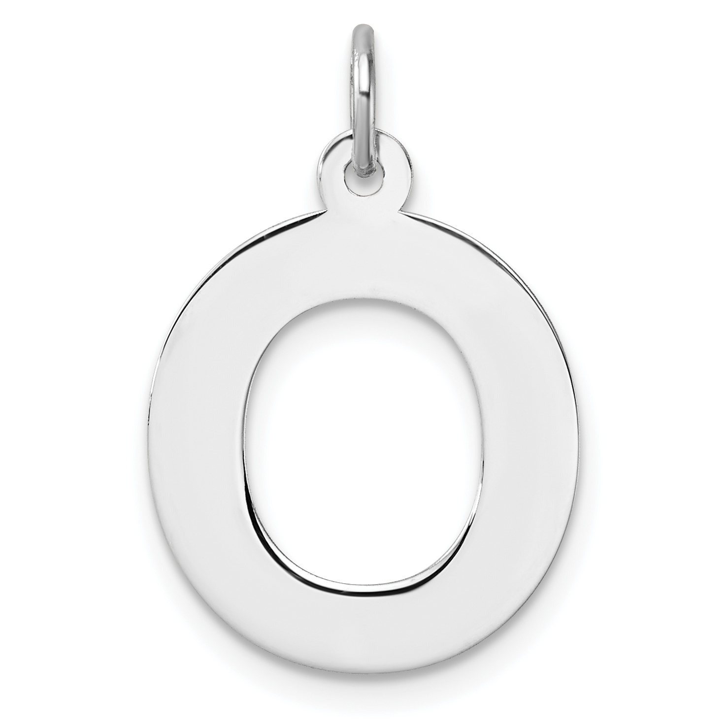 Large Sterling Silver Rhodium-plated Block Letter O Initial Charm (QC11255O)