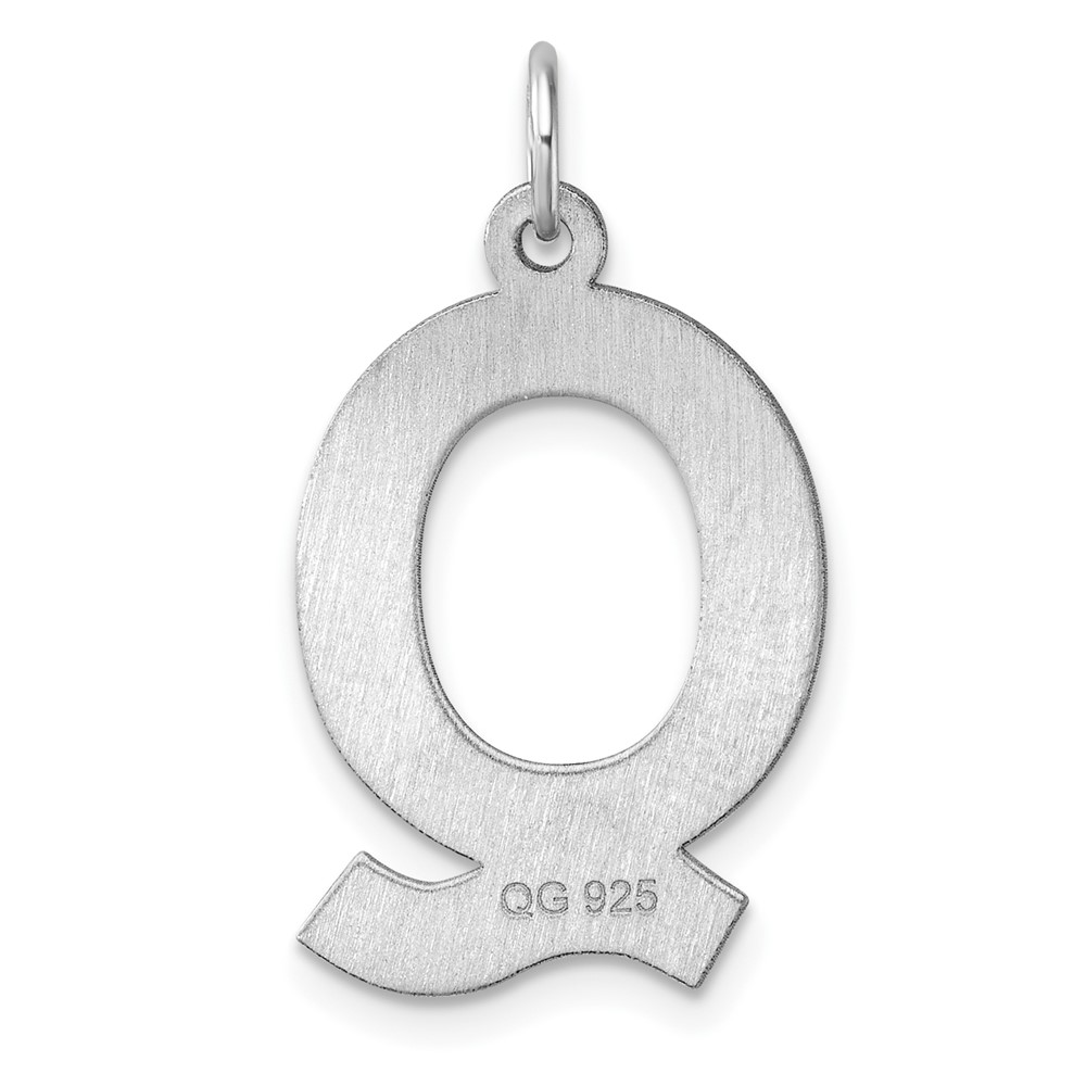 Large Sterling Silver Rhodium-plated Block Letter Q Initial Charm (QC11255Q)