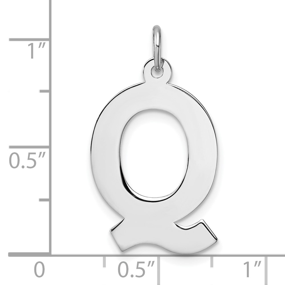 Large Sterling Silver Rhodium-plated Block Letter Q Initial Charm (QC11255Q)
