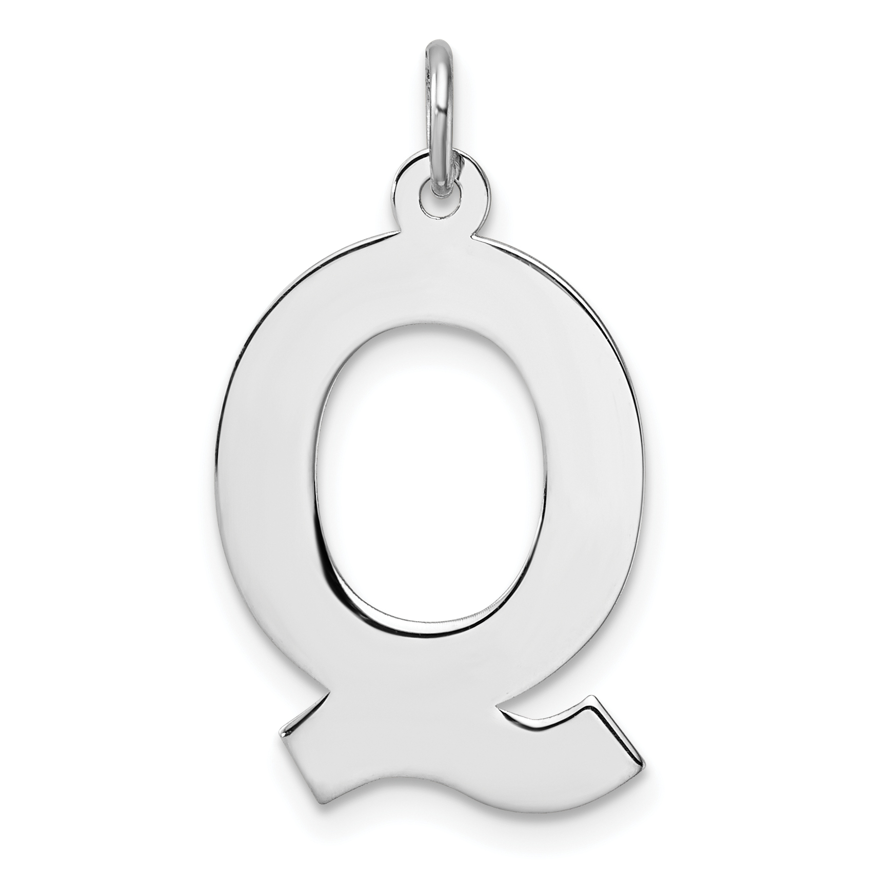 Large Sterling Silver Rhodium-plated Block Letter Q Initial Charm (QC11255Q)