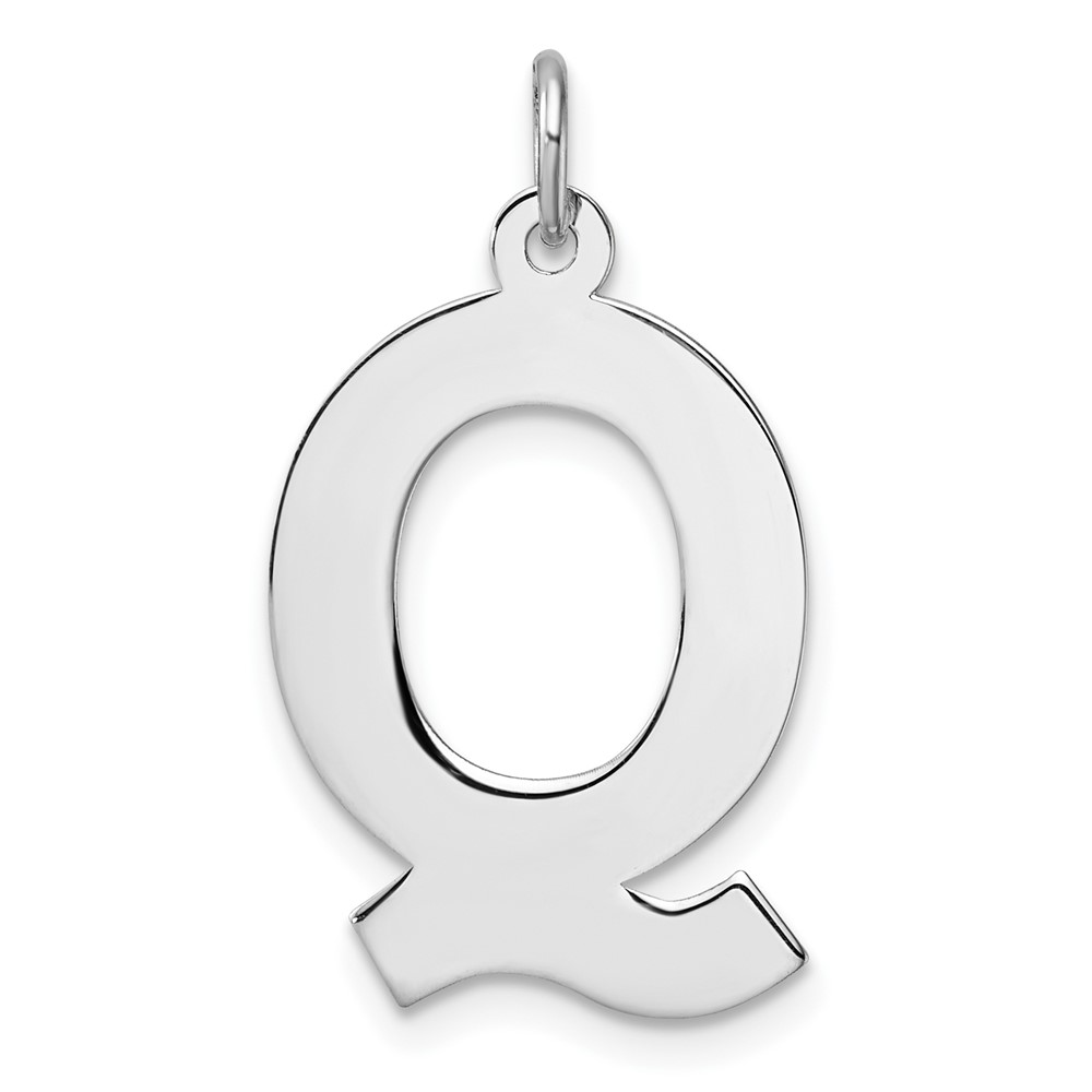 Large Sterling Silver Rhodium-plated Block Letter Q Initial Charm (QC11255Q)