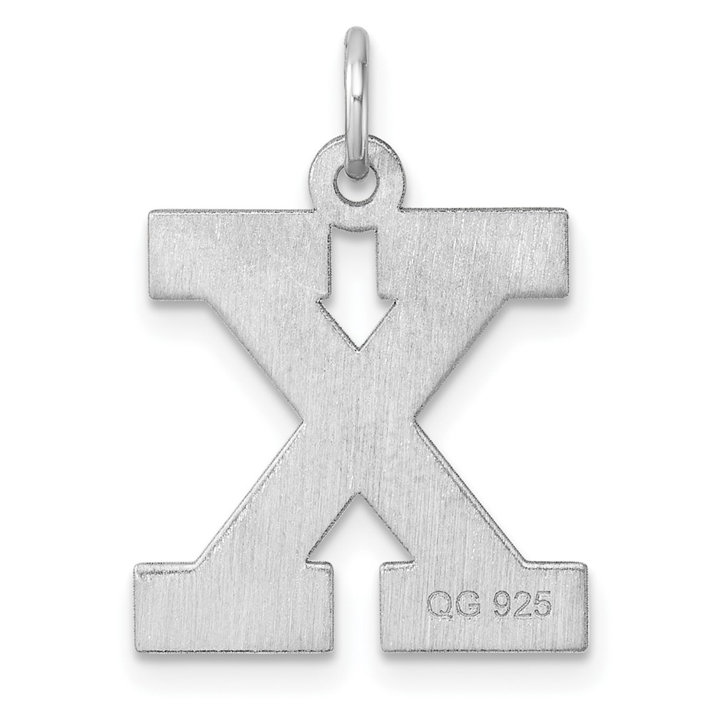 Large Sterling Silver Rhodium-plated Block Letter X Initial Charm (QC11255X)