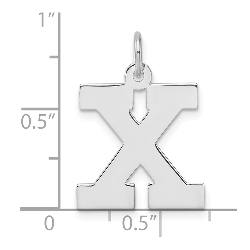 Large Sterling Silver Rhodium-plated Block Letter X Initial Charm (QC11255X)