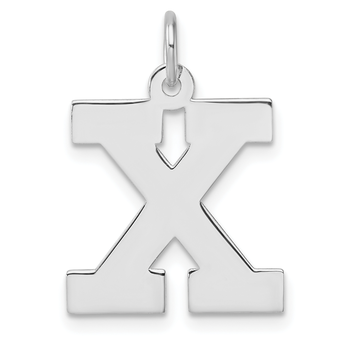 Large Sterling Silver Rhodium-plated Block Letter X Initial Charm (QC11255X)